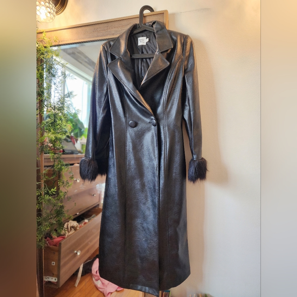 Princess Polly Black Faux leather coat